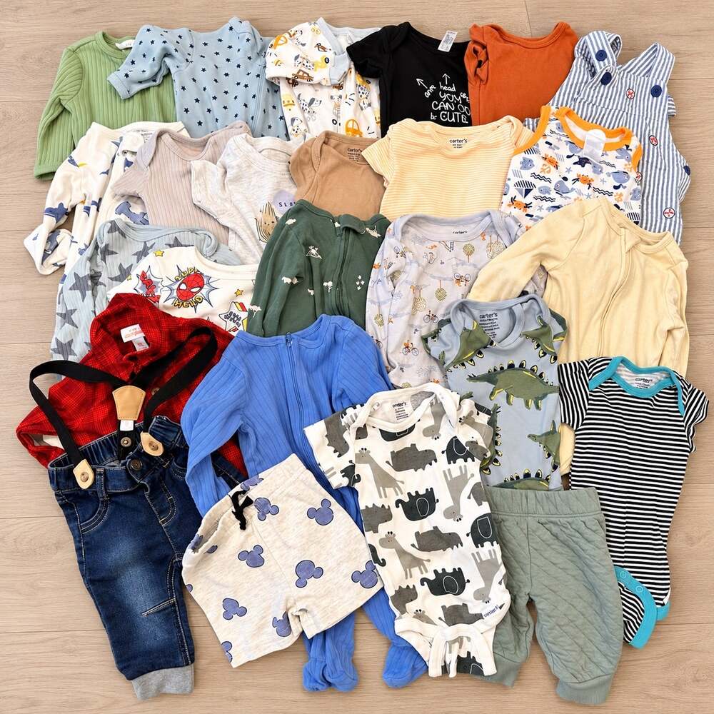 Lot of Baby Boy Clothes 25 Pieces NB 0-3mo Carters Cloud Island Cat & Jack